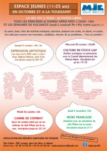 Lire la suite à propos de l’article Activités Octobre / Toussaint