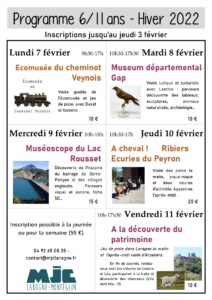 Lire la suite à propos de l’article Programme vacances 6-11 ans
